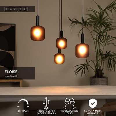 Lucide ELOISE - Hanglamp - 4xE27 - Zwart